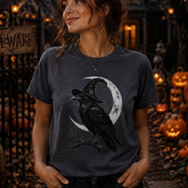 Mörk Korp Halloween Måne Gotisk T Shirt (Skapare uppladdad)