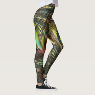 Mörk korsade fjädrar leggings
