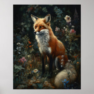 Mörk kottagecore Red Fox Art Skriv ut affisch