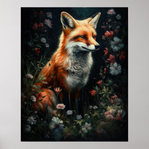 Mörk kottagecore Red Fox Art Skriv ut affisch