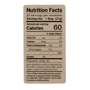 Mörk Kraft Honung Nutrition Facts Shipping Label Fraktsedel
