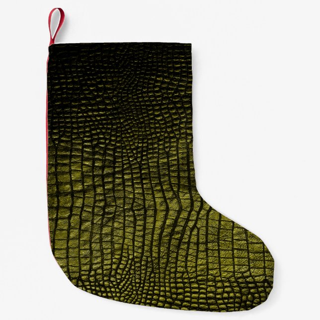Mörk krokodil struktur liten julstrumpa (Framsidan)
