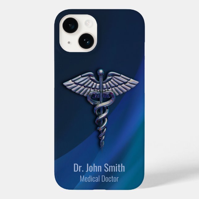 Mörk krom holografisk 3D medicinsk kaduceus (Baksida)