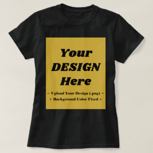Mörk Kvinnlig T-Shirt med Metallisk Guld Design Bg