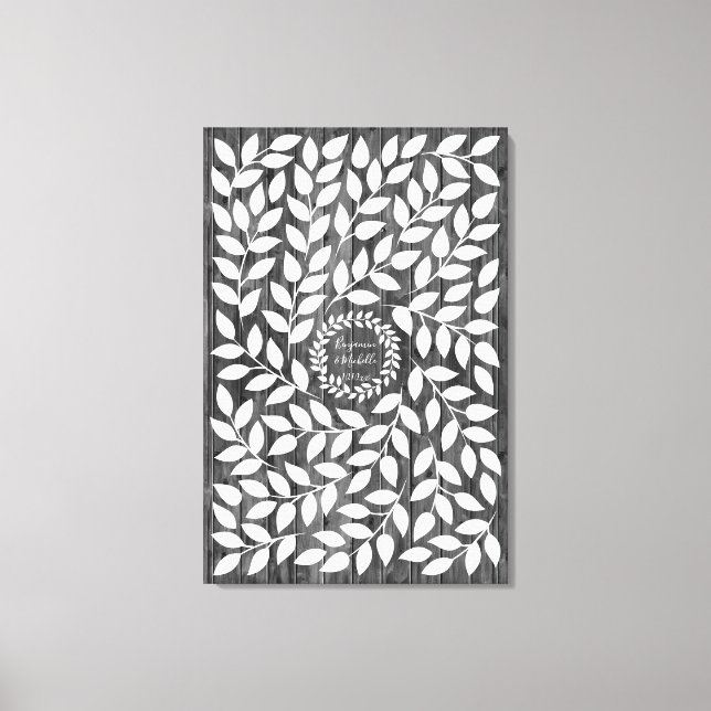Mörk Laurel - 150 Namnteckning Canvas Guest Bok (Framsida)
