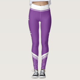 Mörk Lavender blommigt vit rand och namn modern Leggings