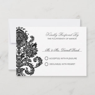Mörk Lavender Elegant Damask Wedding Customized RS OSA Kort
