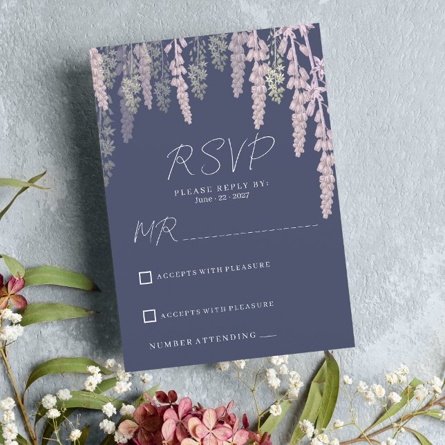 Mörk Lavender rosa mint elegant blommigt OSA Inbjudningar (Dark lavender pink mint elegant floral RSVP)