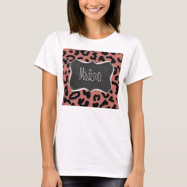 Mörk laxLeopard; Svart tavla T-shirt (Framsida)