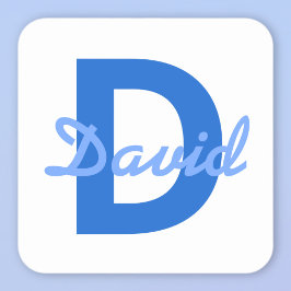 Mörk & Light Blue White Editable Namn Monogram Fyrkantigt Klistermärke