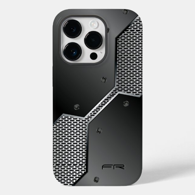 Mörk & Light Grått Metallic Geometric Design iPhon (Baksida)