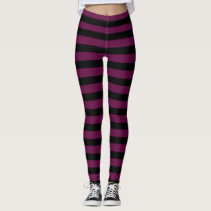 Mörk Lila & Black Roligt Halloween Rand Leggings
