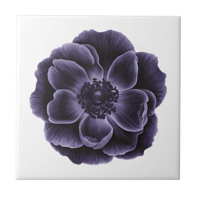 Mörk Lila BLOMKONSTVERK Kakelplatta (Framsidan)
