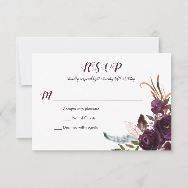 Mörk Lila Blommigt Boho Fall Wedding OSA (Framsida)