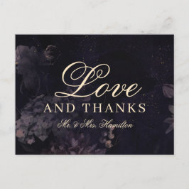 Mörk Lila Blommigt Boho Gothic Bröllop Tack Vykort