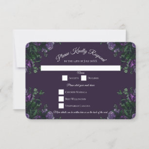 Mörk Lila Blommigt Elegant bröllop Gothic Inbjudningar