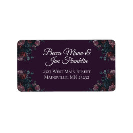 Mörk Lila Blommigt Elegant bröllop Maroon Mauve Adressetikett