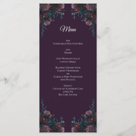 Mörk Lila Blommigt Elegant bröllop Maroon Mauve Meny