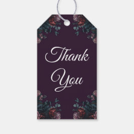 Mörk Lila Blommigt Elegant bröllop Maroon Mauve Presentetikett