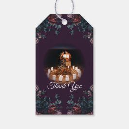 Mörk Lila Blommigt Elegant bröllop Maroon Mauve Presentetikett