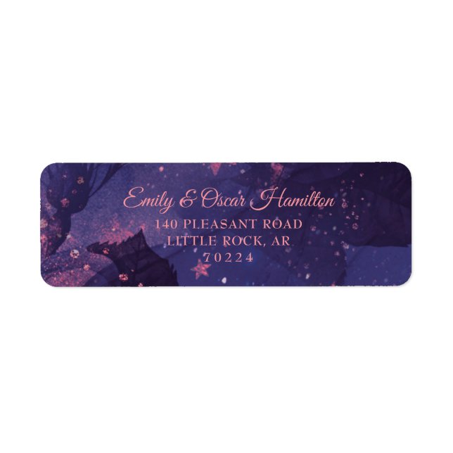 Mörk Lila Blommigt Punk Rosa Stars Returadress Returadress Etikett (Framsidan)