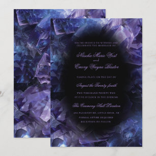 Mörk Lila Boho Witch Crystals Black Bröllop Inbjudningar