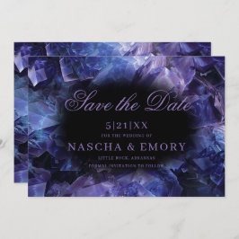 Mörk Lila Boho Witch Crystals Black Bröllop Spara Datumet