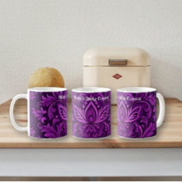 Mörk Lila Brocade (Single Mönster) Kaffemugg