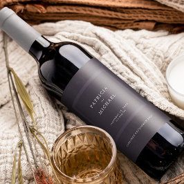 Mörk lila bröllop, enkel elegant personlig vinflaska etikett