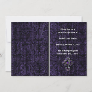 Mörk Lila Damask Kor Gothic Bröllop Inbjudningar