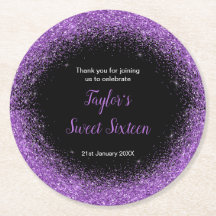 Mörk Lila Dress Faux Glitter Sweet 16 Birthday