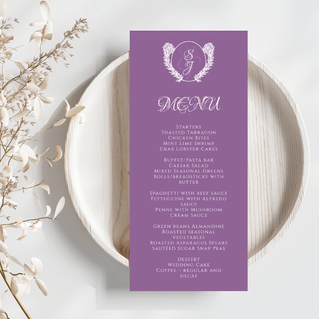 Mörk Lila Elegant bröllop Meny (Skapare uppladdad)