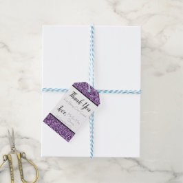 Mörk Lila Faux Glitter Favor Gift-Märkre Presentetikett