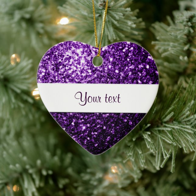 Mörk Lila faux shiny glitter gnistra Anpassa Julgransprydnad Keramik (Träd)