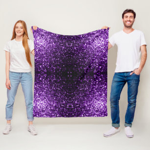 Mörk Lila faux shiny glitter sparkles Fleecefilt