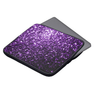 Mörk Lila faux shiny glitter sparkles Laptop Sleeve