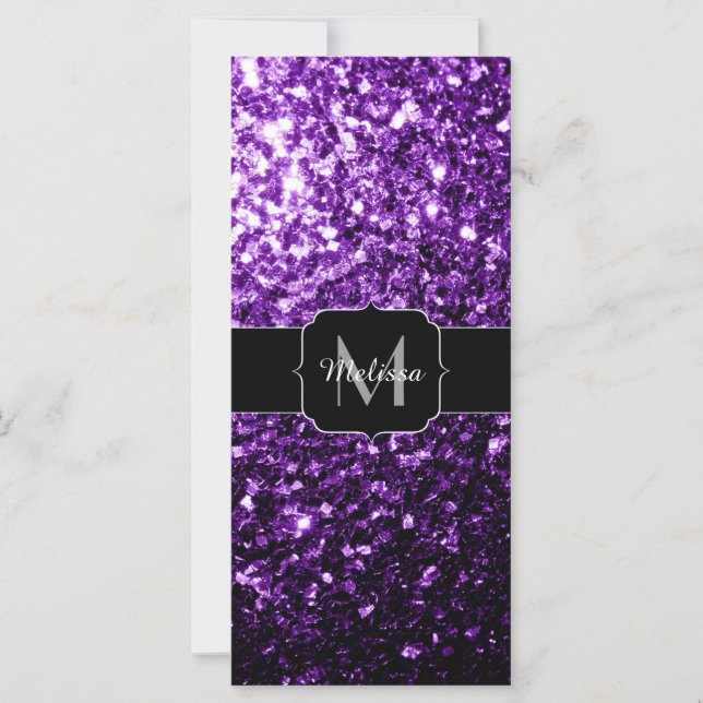 Mörk Lila faux shiny glitter sparkles Monogram (Framsida)