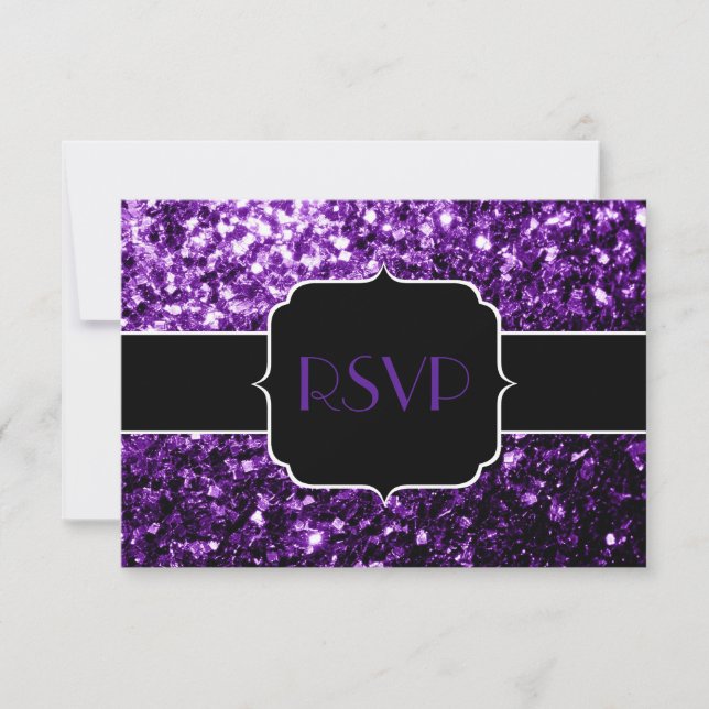 Mörk Lila faux shiny glitter sparkles Sweet 16 OSA Kort (Framsida)
