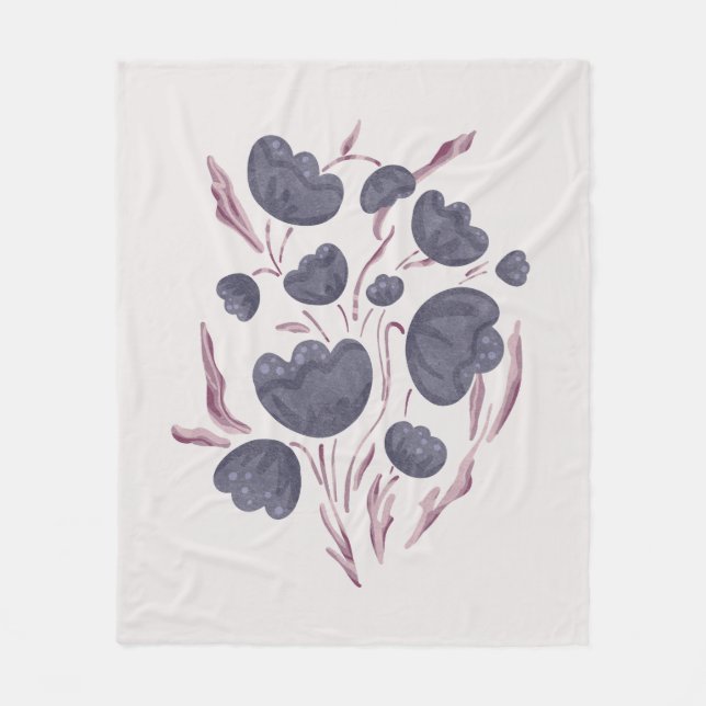 Mörk Lila Flower Aesthetic Fleecefilt (Framsidan)
