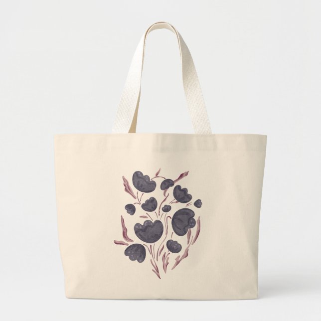 Mörk Lila Flower Aesthetic Jumbo Tygkasse (Framsidan)
