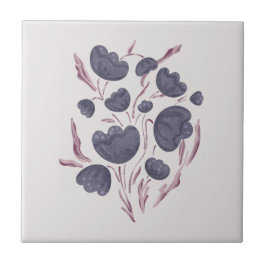 Mörk Lila Flower Aesthetic Kakelplatta