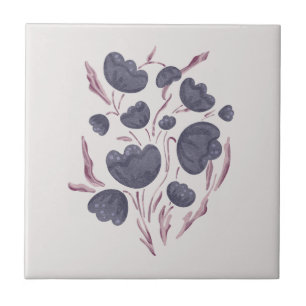 Mörk Lila Flower Aesthetic Kakelplatta