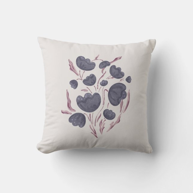 Mörk Lila Flower Aesthetic Kudde (Framsida)
