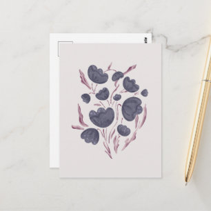Mörk Lila Flower Aesthetic Vykort