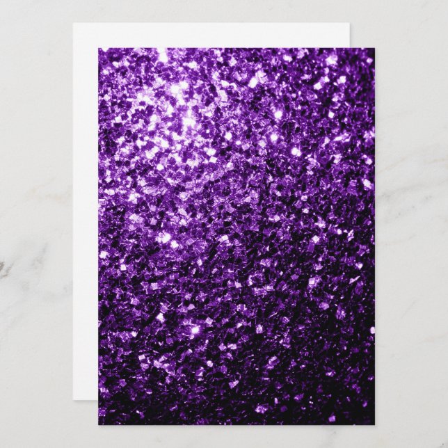 Mörk Lila glitter-reservdelar Anpassa Inbjudningar (Fram/baksida)