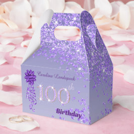 Mörk Lila Glitter & Ribbon 100 födelsedagar Presentaskar