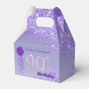Mörk Lila Glitter & Ribbon 90:e födelsedag för Presentaskar