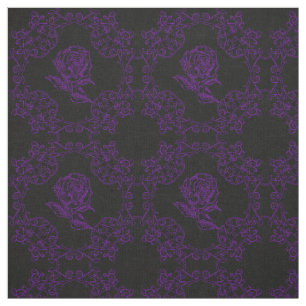 Mörk Lila Goth Ro Damask Quilt Block Fabric Tyg