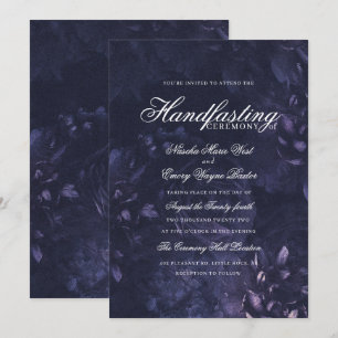 Mörk Lila Gothic Boho Blommigt Handfasteing Inbjudningar