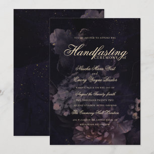 Mörk Lila Gothic Boho Blommigt Handfasteing Inbjudningar